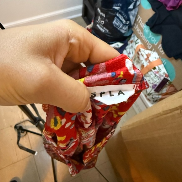 SPLA Colorful Short Sleeve Split Neck Plus Size Blouse - Picture 3 of 5